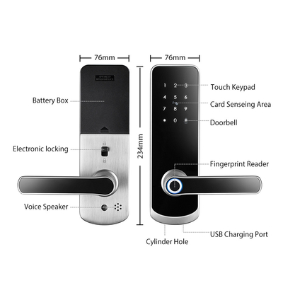 Tuya and TT LOCK APP Aluminum Alloy Wireless Smart Door Lock Suitable for Wooden and metal Door